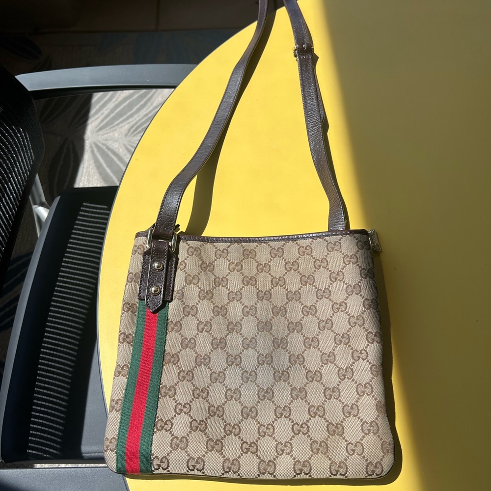 Gucci Cream and Brown Crossbody Bag with Monogram - Picture 2 of 9
